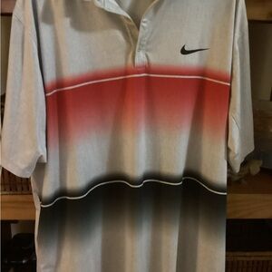 Nike Men's Red and Blue Polo Shirt